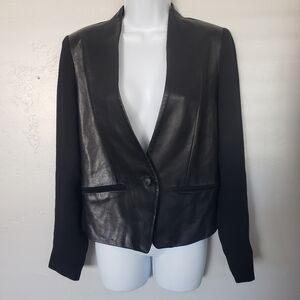 Rag & Bone Women's 2 Black Long Sleeve Blazer Leather Dressy Casual Business Top